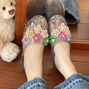 شبشب جيلي شفاف بمقدمة مغطاة بلمسة كورية عصرية — صورة 5