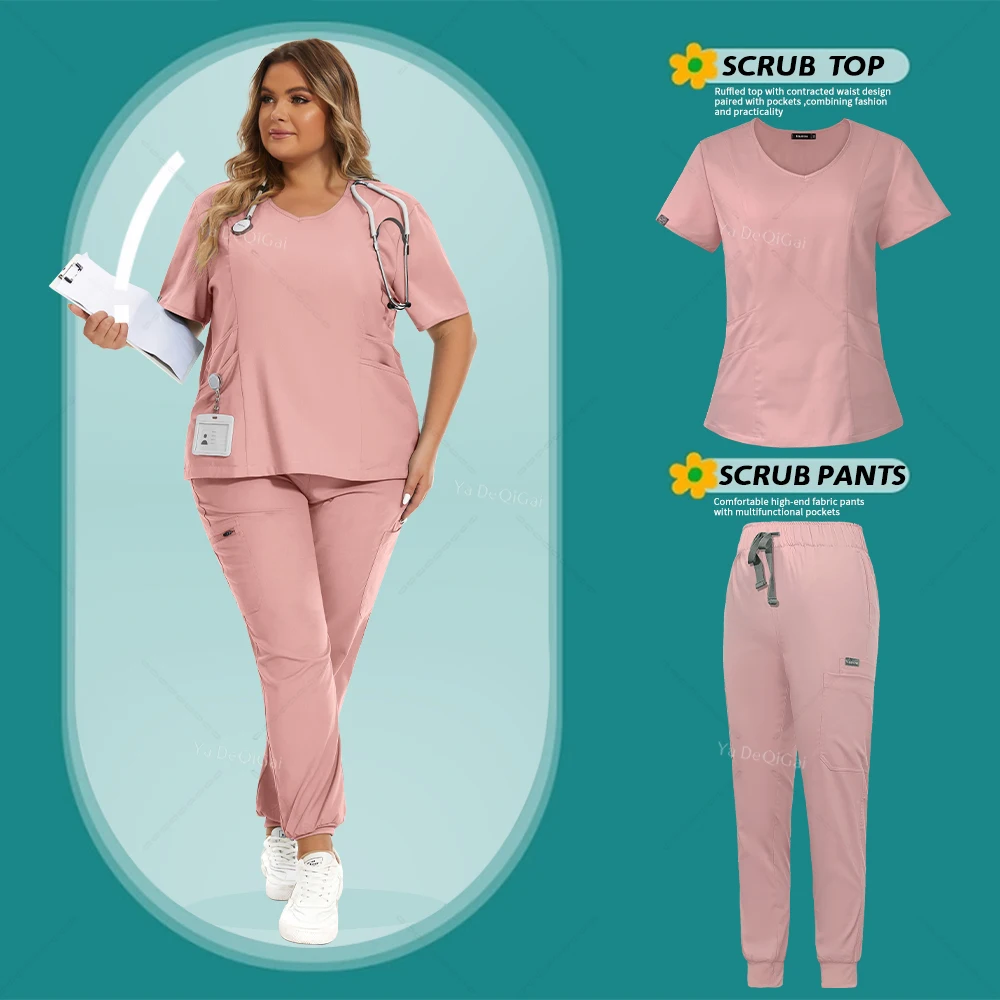

High Quality Medical Scrubs Set Uniforms Doctor Nursing Workwear Dentist Overalls Jogger Tops Pants Pet Shop Clothes Accessories