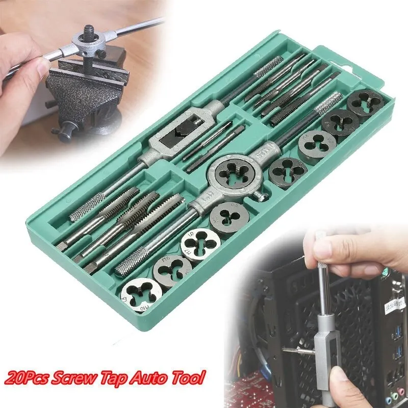 Tap and Die Set 8PCS/12PCS Multi-Spec Round Metric Wrench Cutting M3 M12 Die Holder Booster Rod Stranded Kit Engineer