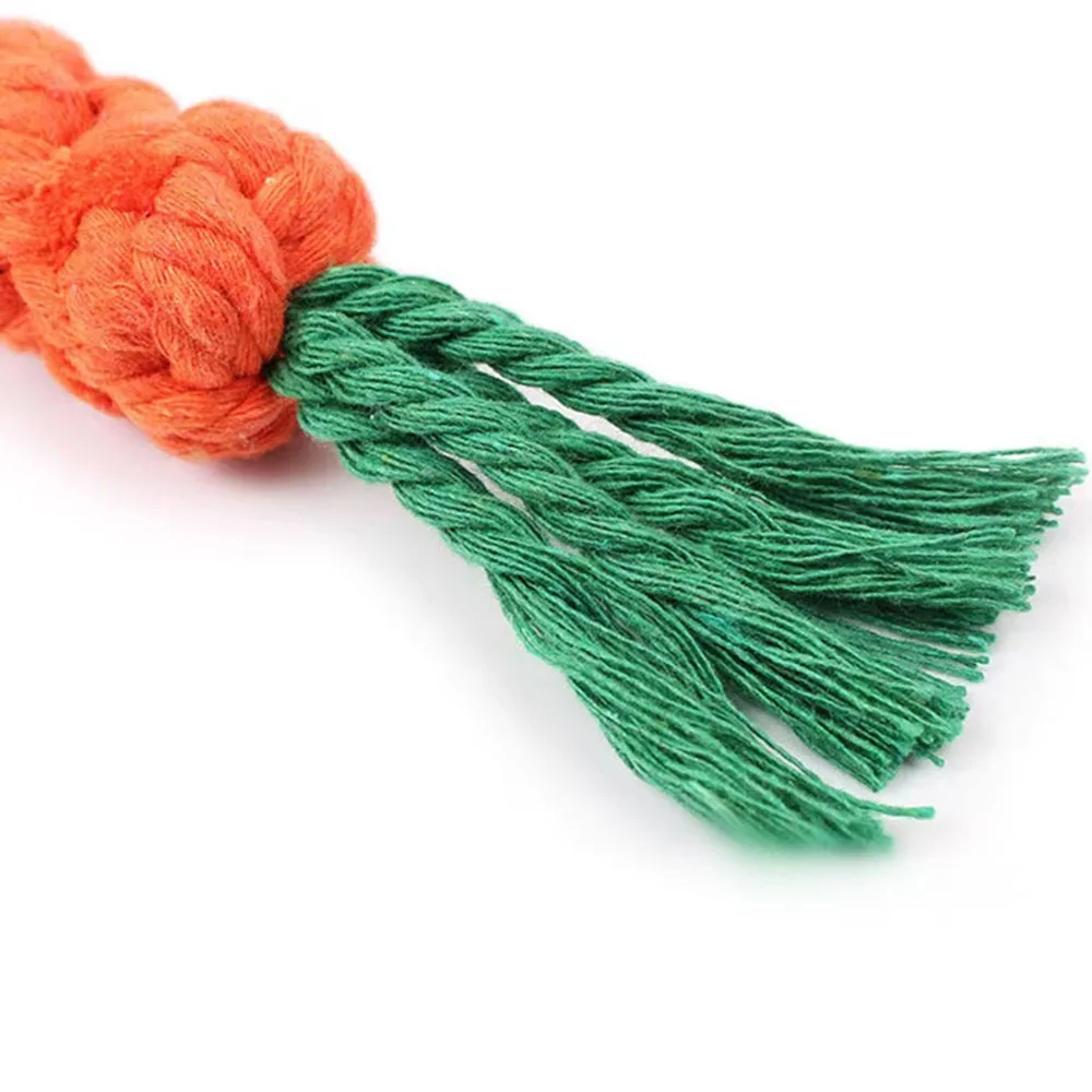 1Pcs Carrot Dog Bite Rope Pet Dog Toys Safe Durable Braided Bite Dog Chew Toys Resistant Puppy Molar Cleaning Teeth Cotton Rope 5