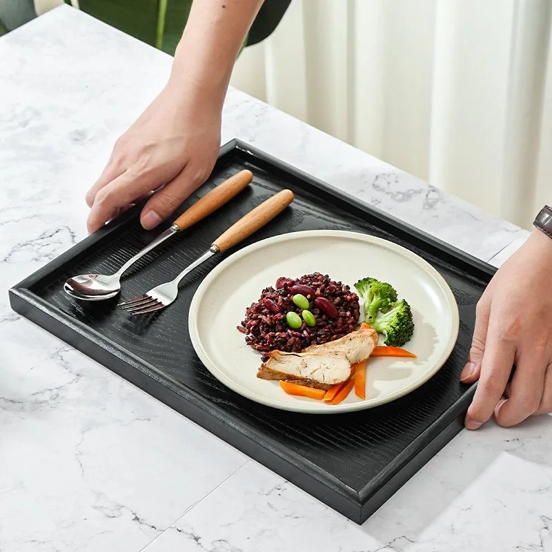 Japanese Kitchen Storage Tray Household Wooden Tea Tray Home Decoration Cosmetic Storage Coffee Snack Bread Round