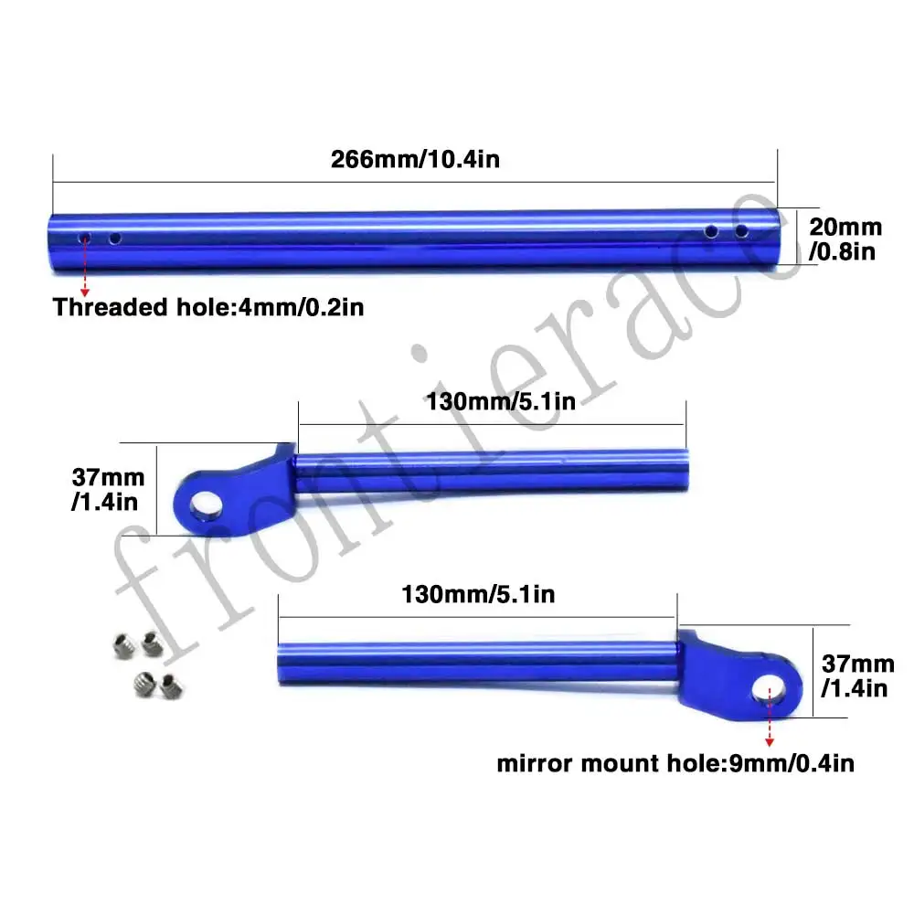 알루미늄 합금 연장 핸들 바, 범용 오토바이 핸들 바, 거울 37mm, 휴대폰 작업 조명 홀더