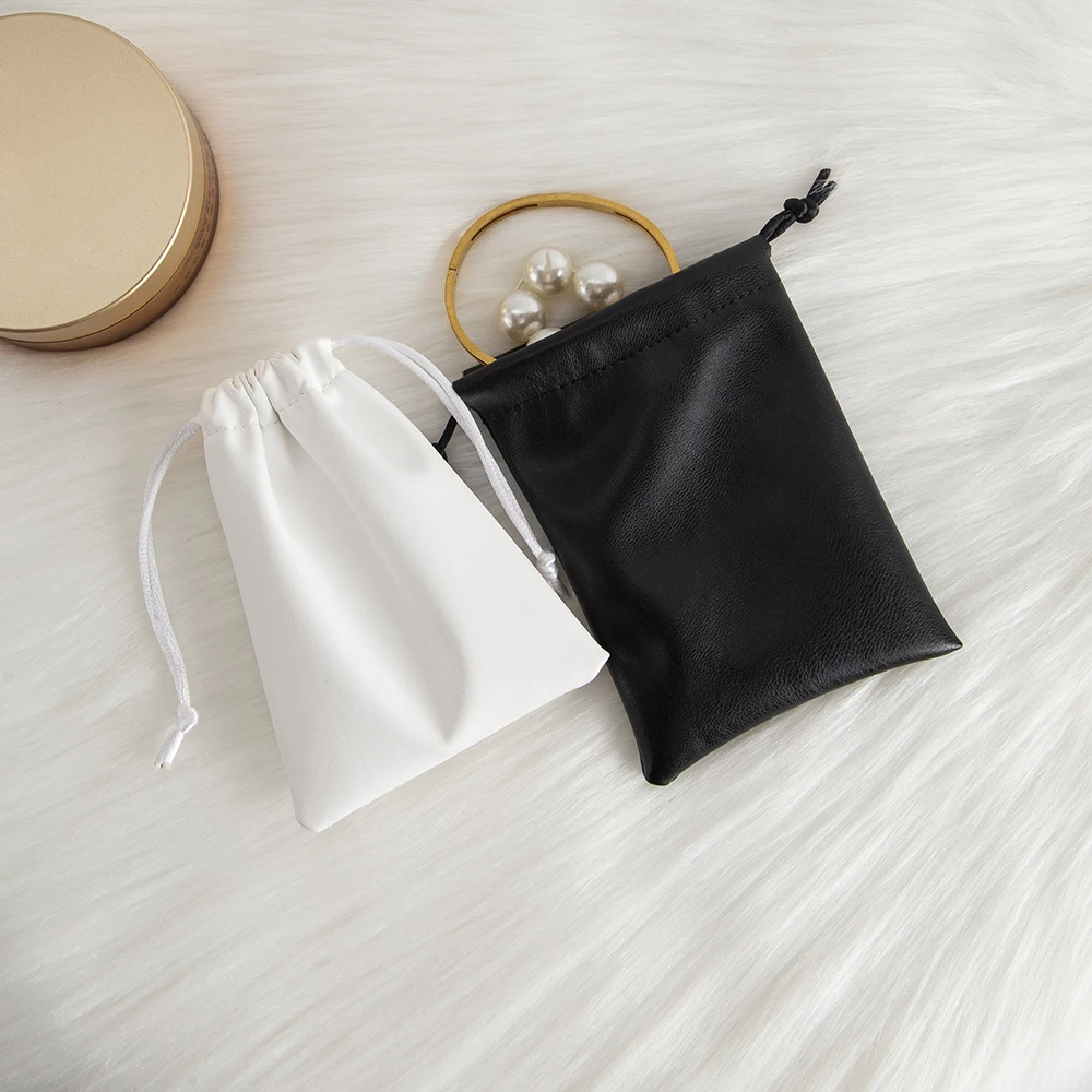 10 Stück schwarzes PU-Leder, Schmuck-Kordelzug, Ringe, Ohrringe, Ohrstecker, Armband, Anhänger, Organizer, Display, Aufbewahrung, personalisierte Tasche – Detail 10