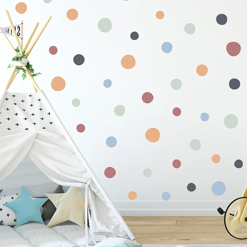 Circle Set 60 pezzi adesivo murale per bambini camera V336 adesivo adesivo cerchio adesivo da parete punti adesivi | CREMA BEIGE - Italia
