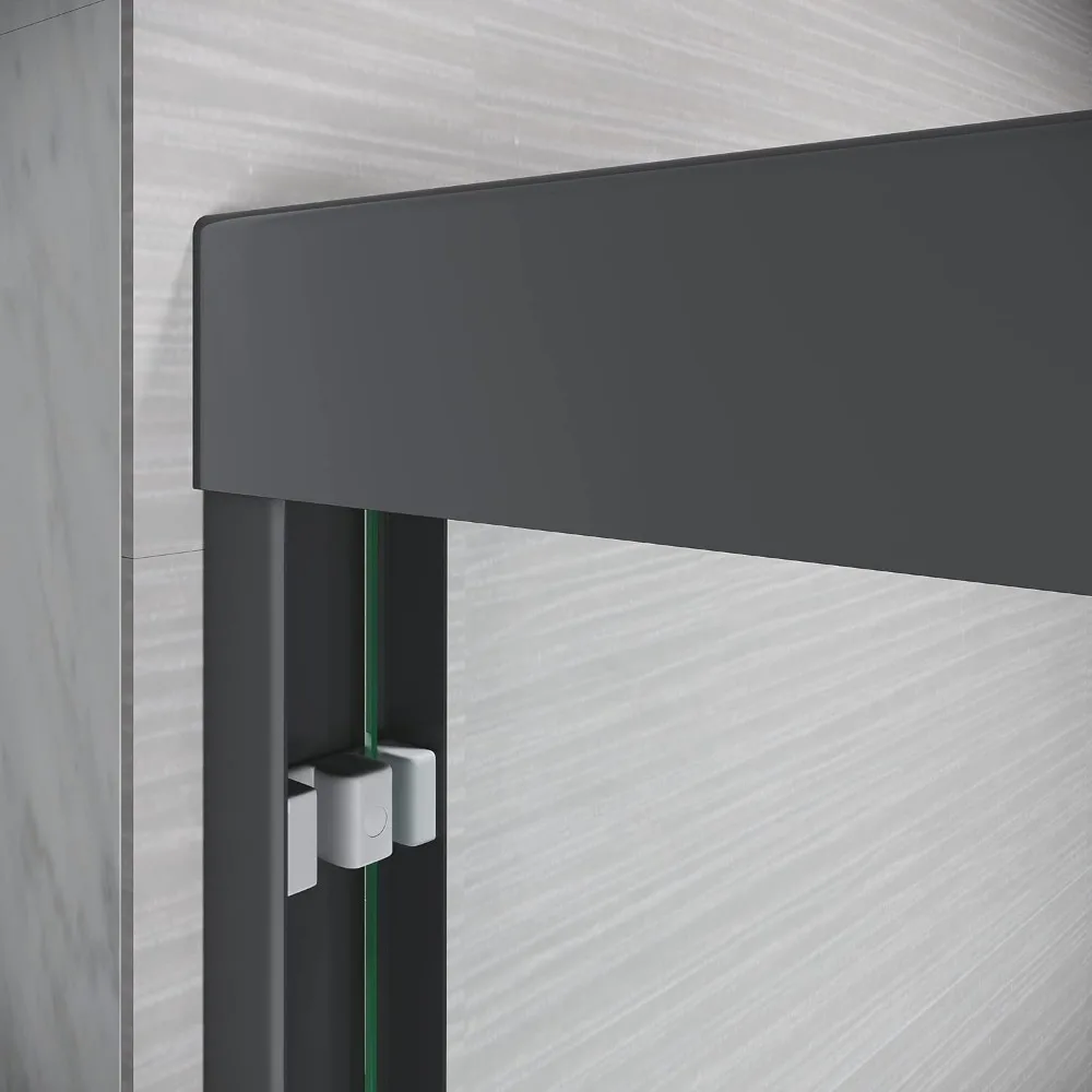 Shower Door 56-60 in W X 72 in H, Black Sliding Shower Glass Door Adjustable Semi Frameless Shower Door 5