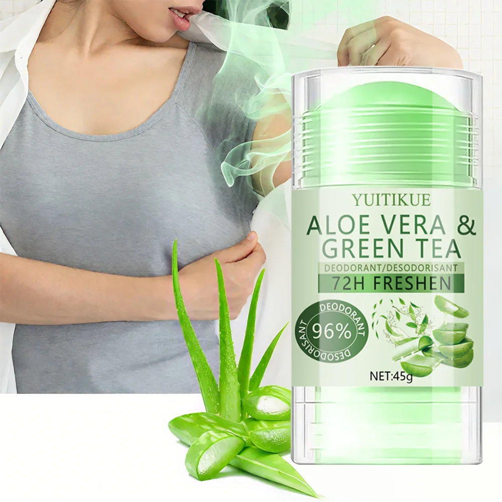 YUITIKUE Aloe Vera and Green Tea Deodorant - 72 Hours Freshness, Odor Elimination, and Sweat Odor Reduction