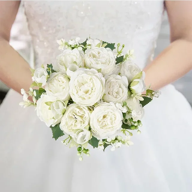10 pacchi di fiori di peonia artificiali bouquet di peonia in seta sintetica per la decorazione del centrotavola della tavola di nozze domestica 5