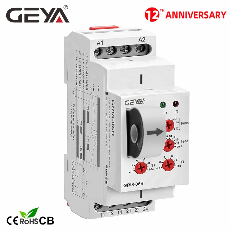 New Geya Gri806 Dc Current Sensor Relay 18mm Width 2co 8a Ac/dc