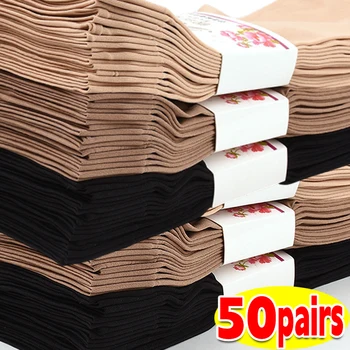 10-50 paia di colore della pelle estiva trasparente sottile donna calzini di seta di cristallo nylon signore estate femminile calzini di seta corti alla caviglia Meias 1