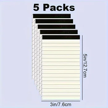 Set di 5 Quaderni a Quadretti, Blocco Note Tascabile a Righe 7,62 X 12,7cm, 30 Fogli per Quaderno, Forniture per Scuola e Ufficio, Ritorno a Scuola