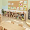 2-Tier Solid Wood Shelves Toy Organizers and Storage,5-Compartment Storage Cabinet with 4 Wheels,for Toddler Kids Room 5