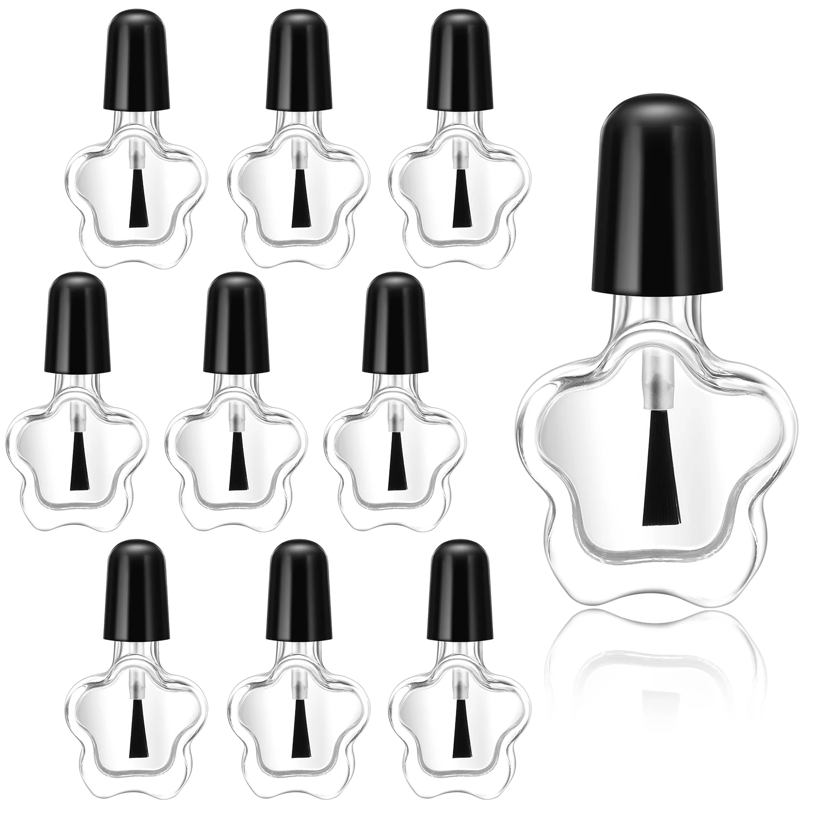 12pcs Empty Bottles Glass Refillable Clear Glass Bottles Star Shape Containers with Brush Cap Funnel for Nail 5ML ( Black )