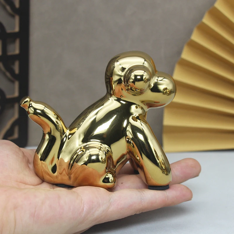 ベルベット　猿の置物 ベルベット 猿の置物金色の猿の置物,セラミック磁器,動物の彫刻,装飾的