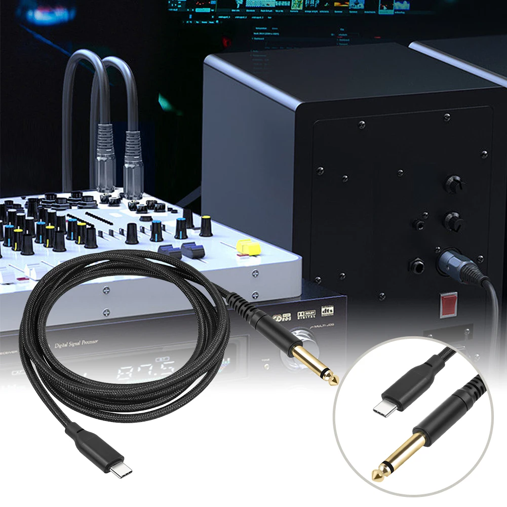 1/2/3M USB C To 6.35mm 1/4 TS Audio Stereo Cable Type C To 6.35mm Aux Jack Cord 6.35mm Mono To USB Type-C Recording Cord Adapter