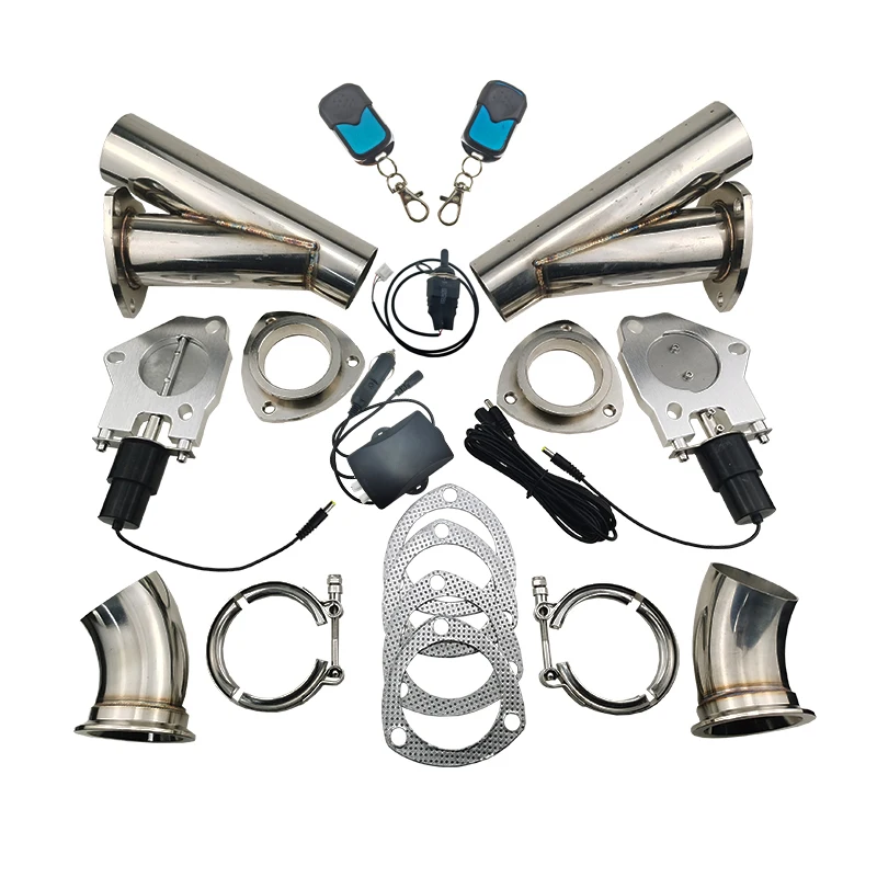 Dyno 2.25" 2.5" 3 Inch 2xCut Out Remote Control/ Manual Switch Stainless Steel Y Headers Pair Electric Exhaust Cutout Pipe Kit