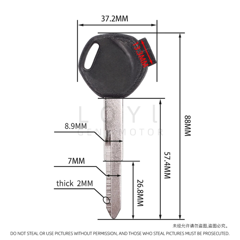 3Pcs Blank Key Motorcycle Replace Uncut Keys For HONDA scooter A magnet Anti-theft lock keys Zoomer DIO 56 Z4 Z125 SCR100 WH110