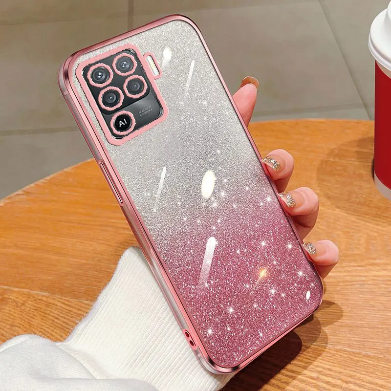 Electroplated Glitter Phone Case with Clear Back Cover