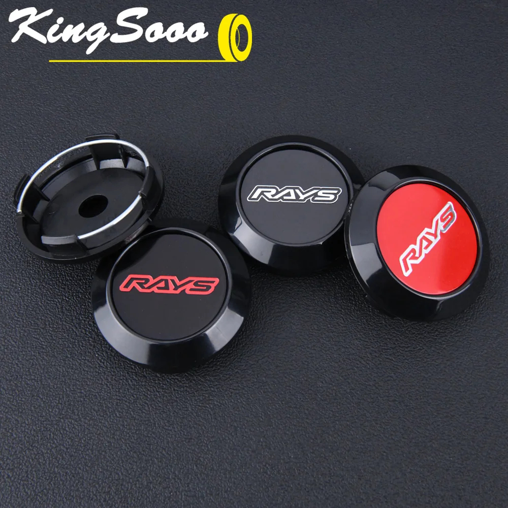 4PCS JDM Sport Wheel Center Caps Clip 60mm VOLK RAYS Emblem Rim Cover Hub Cap G25 CE28 15" Black & Silver