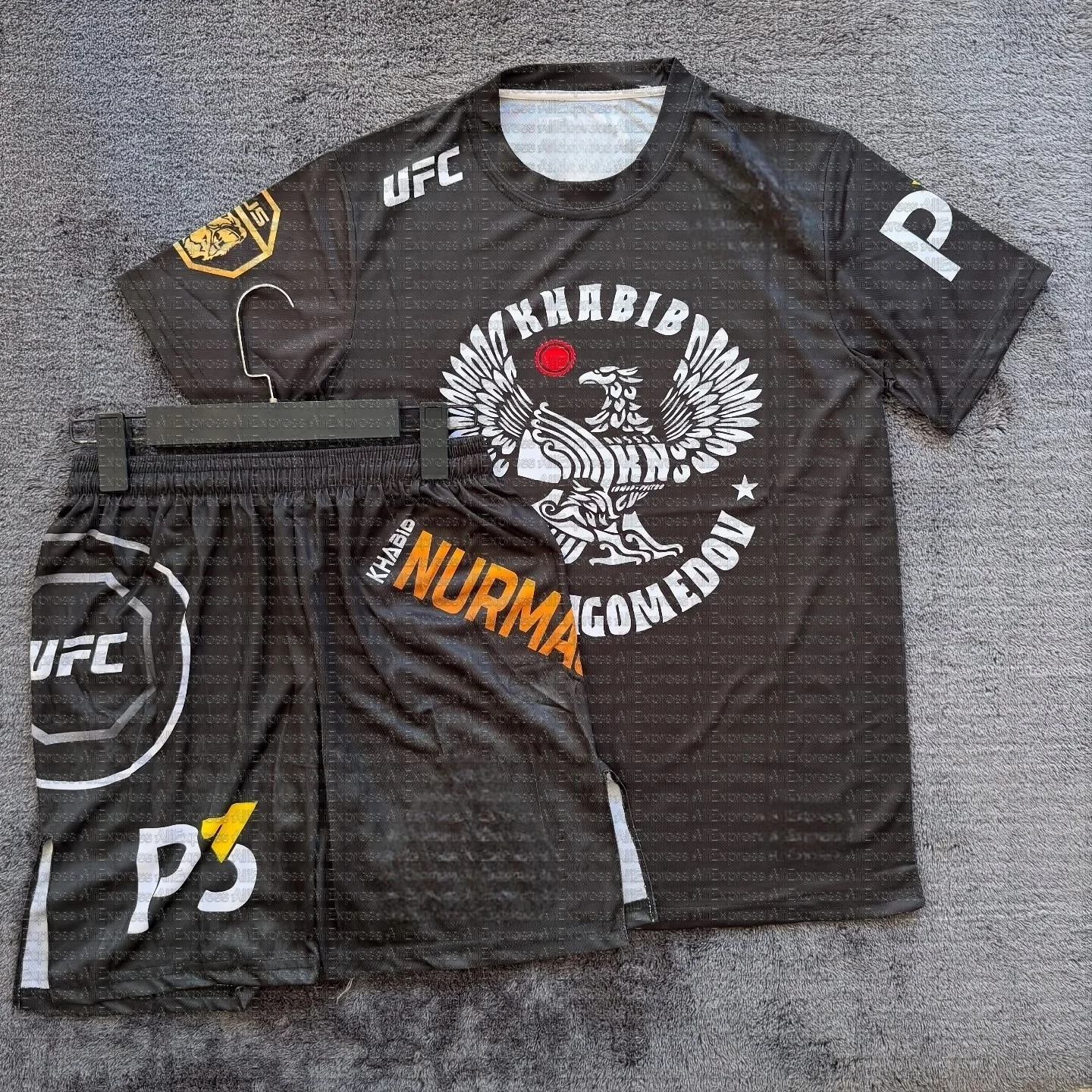 남성용 UFC 229 코너 맥그리거 탑 파이터 통기성 전투 이벤트 저지 반바지 세트-땀 흡수 레슬링 러닝 의류