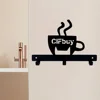 1pc Metal Key Holder Hooks Organizer Rack Wall Mounted Decor Metal Coffee Cup Rack with Coffee Sign for Bar Kitchen Organizer 1
