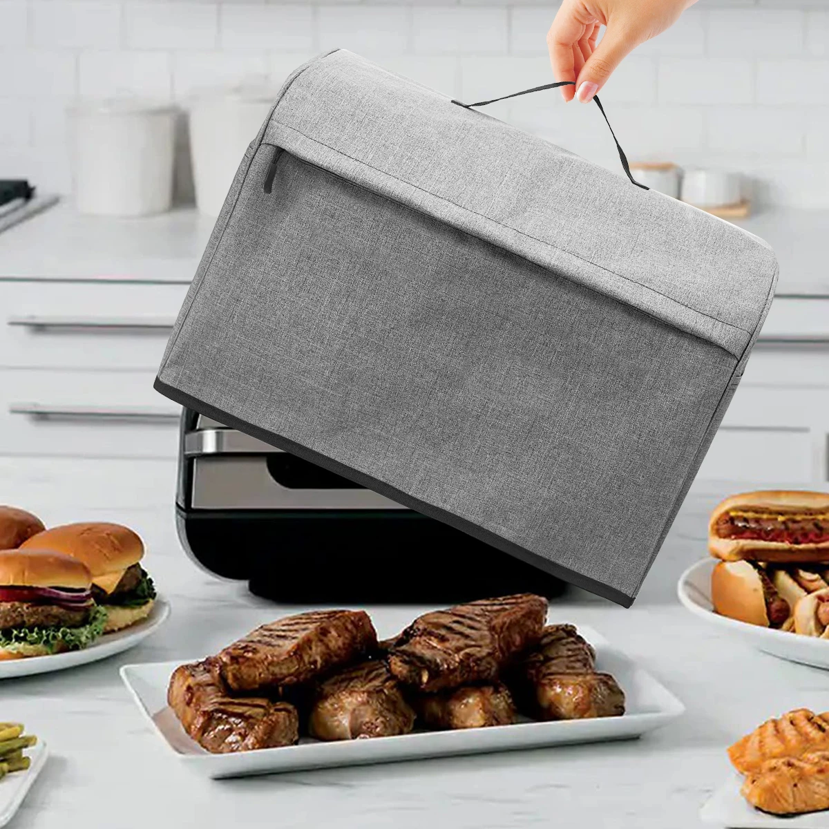 Dust Cover Compatible with AG301 AG302 AG400 Air Fryer Cover with Storage Pockets Handle Waterproof Durable Air Fryer Covers kitchen dust cover air fryer hood