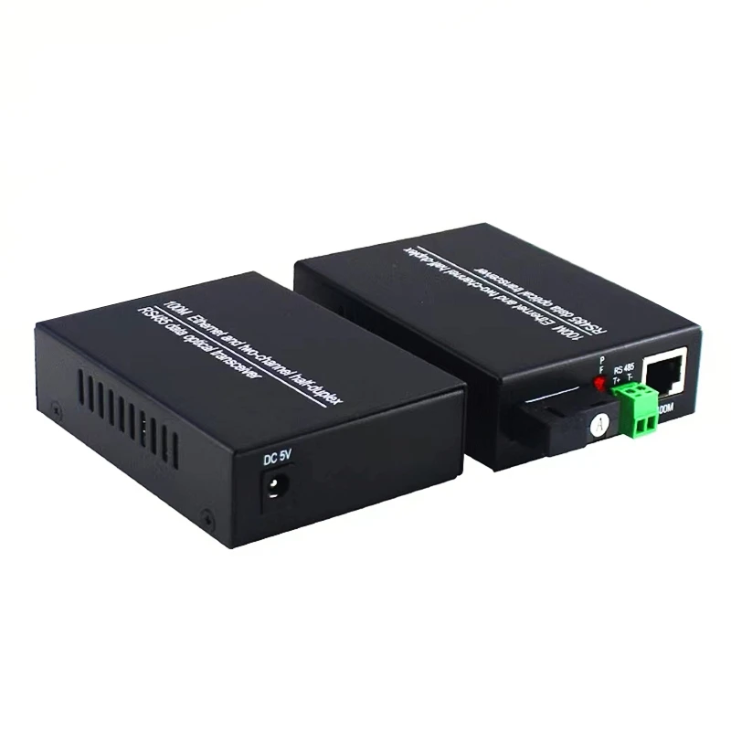 HTOC RS485 Fiber Optic Transceiver Bidirectional Network Optical End Machine Converter 20km SC Single Mode Single Fiber 10/100M