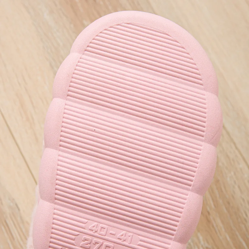 Women Winter Warm Home Slippers Thicken Indoor Cute Bear Plush Floor Slides Non-slip Fur Cotton Shoes Ladies Couples Slippers 5