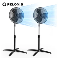 PELONIS 16‘’ Pedestal Stand Up Oscillating Fan with 3 Speeds Settings Ultra Quiet Adjustable Heights 2 Packs Black 1