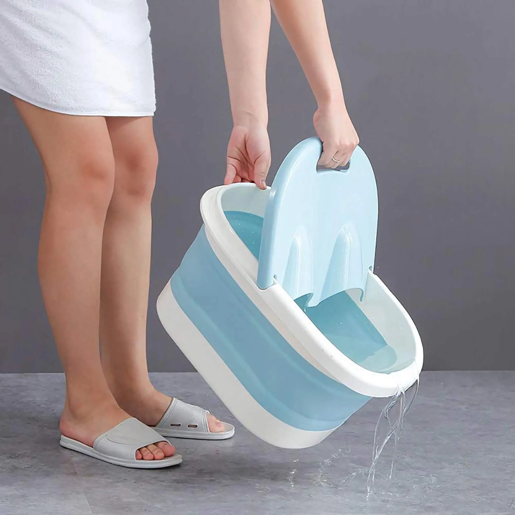 Foldable Foot Bath Soaking Bucket Plastic Footbath Portable Massage Household Relieve Stress Foot Soaking Basin