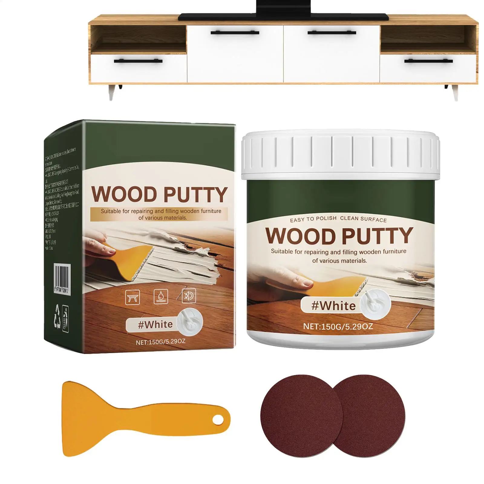 150g Wood Putty Filler Paintable Wood Filler Floor Scratch Repair Filling Wooden Furniture Repair Exterior