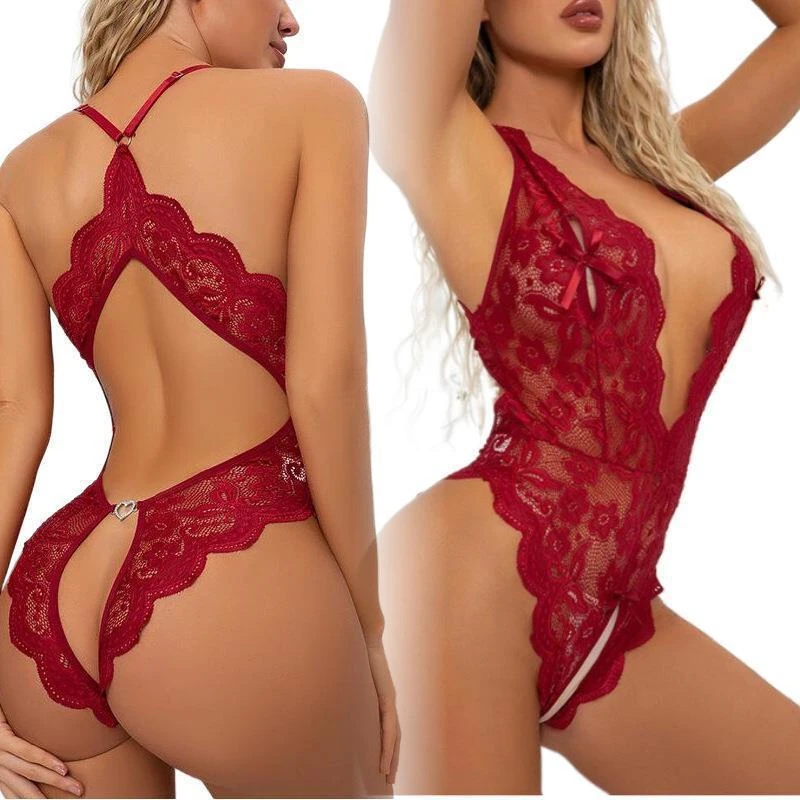 Sexy Lace Women Lingerie Backless Plus Size Jumpsuit Open Crotch Set Bodysuit For Women 18 Adult women lingerie