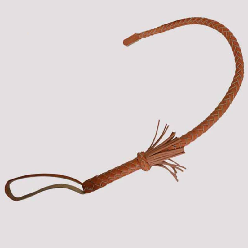 80CM Handmade Genuine Cowhide Leather Horse Whip – Durable & Traditional，Equestrian Training Whip