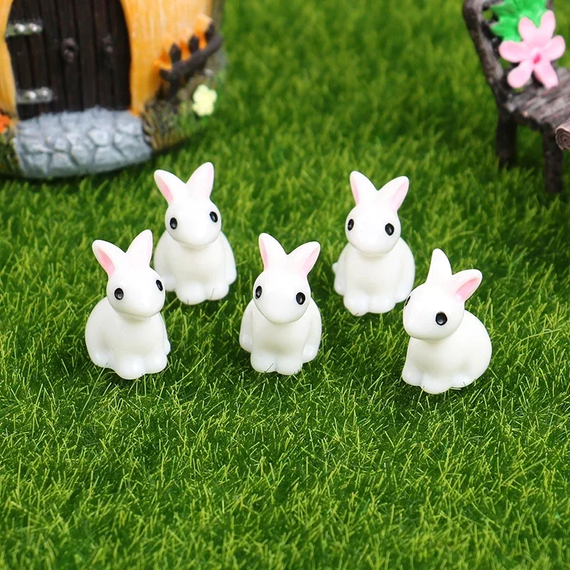 10/20/50PCS Mini Resin Bunnies Miniature Figures 3D Little White Rabbit Ornament Micro Landscape Dollhouse Decoration Diy Crafts 3