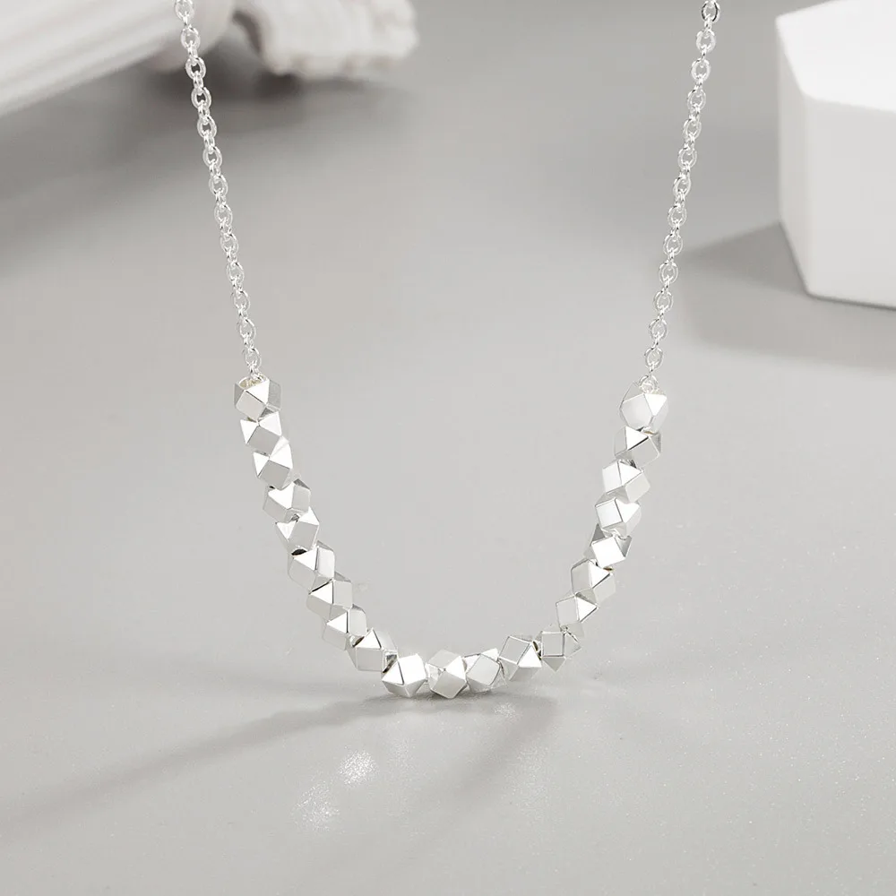 Vintage 925 Sterling Silver Irregular Bead Necklaces For Women Luxury Elegant Jewelry Wholesale Money 925 Jwellery