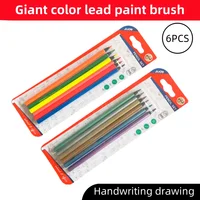 6pc black wood fluorescent color pencil writing drawing drawing pencil 1