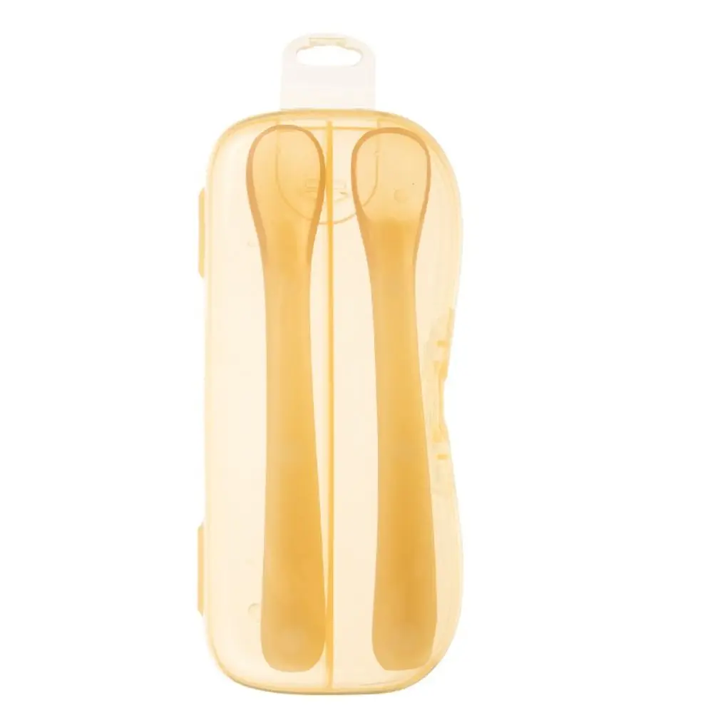 Soft Silicone Silicone Baby Spoon Easy Clean Safe Design Weaning Spoon Mini Size Dustproof Cover Infant Feeding Spoon