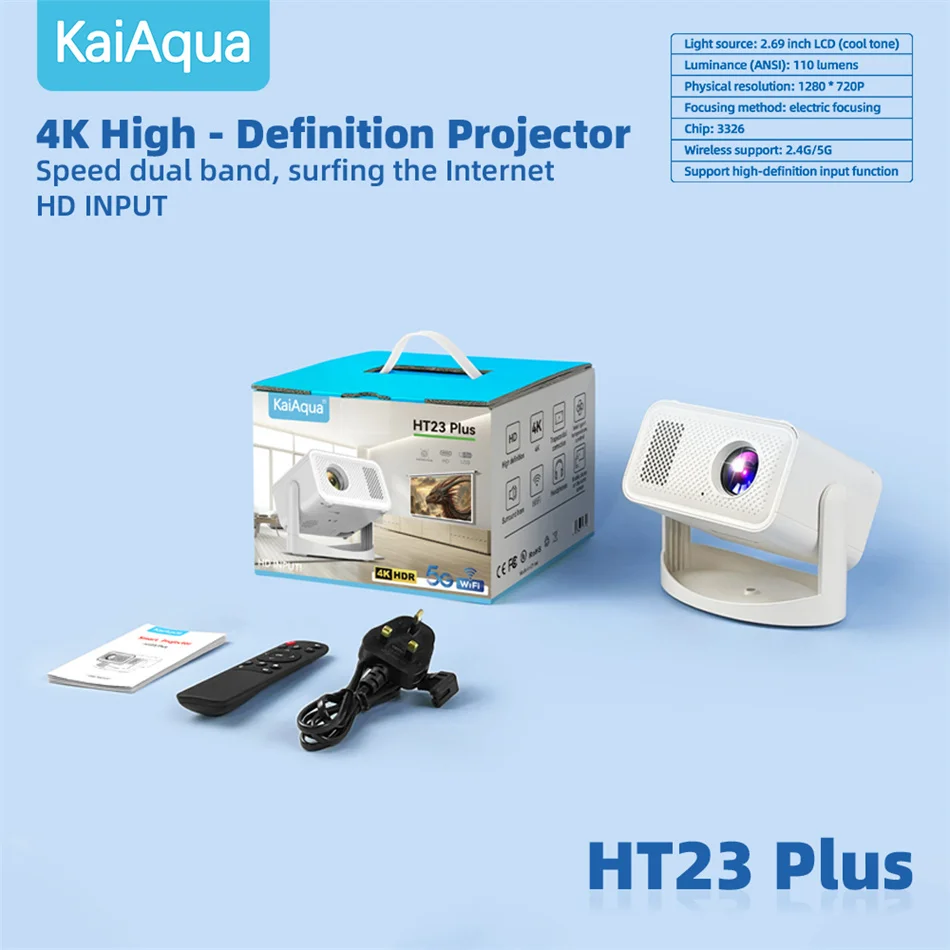 جهاز عرض KaiAqua HT23 PLUS 4K Android 11 Dual Wifi...