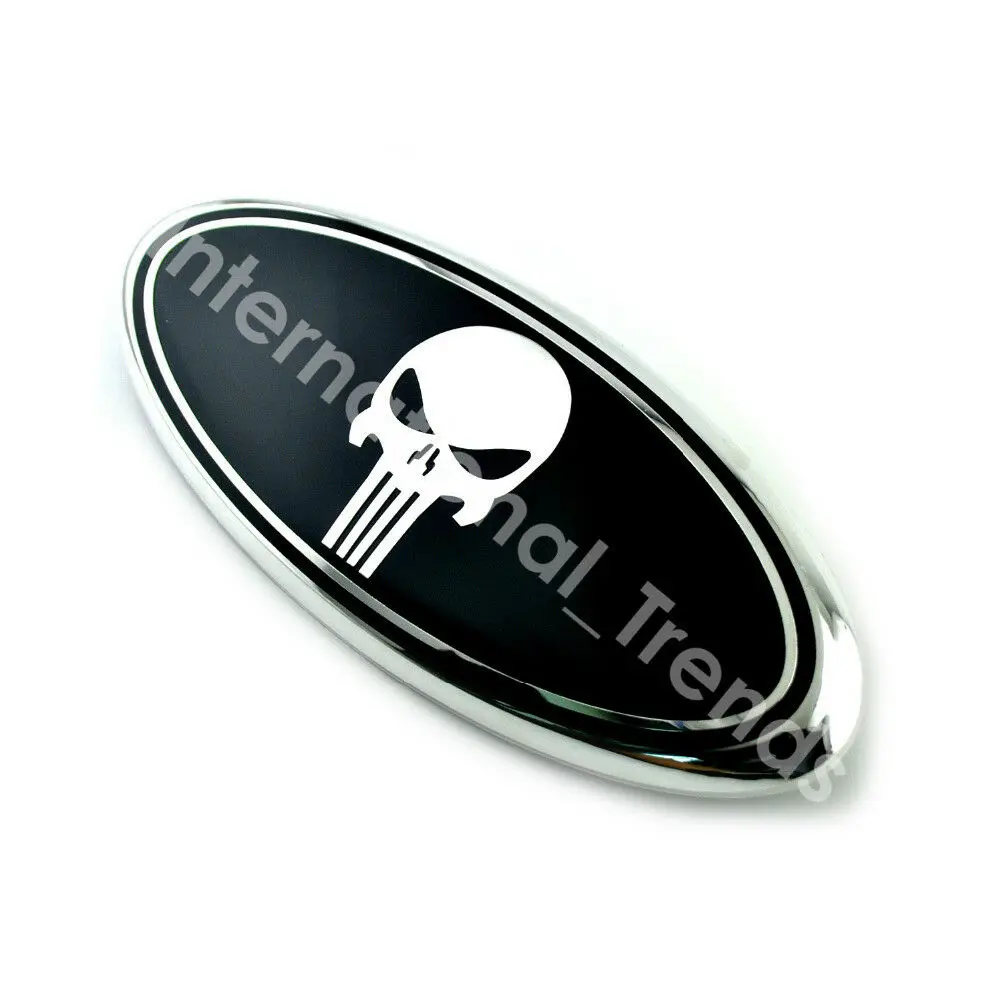 해골 헤드 프론트 그릴 테일 게이트 타원형 엠블럼, 2004-2014 F150 F-250 F-350 익스플로러 엣지 익스페디션, 9 인치, 1 개