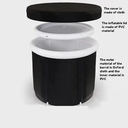 Black Bubble Bath Bucket Adult Household Folding Bath Bucket PVC Inflatable SPA Ice Bath Ice Therapy Double Layer Lid