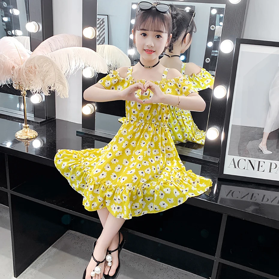 여아용 플로랄 패턴 드레스, 원피스 캐주얼 스타일 코스튬, 여름 원피스, 6, 8, 10, 12, 14