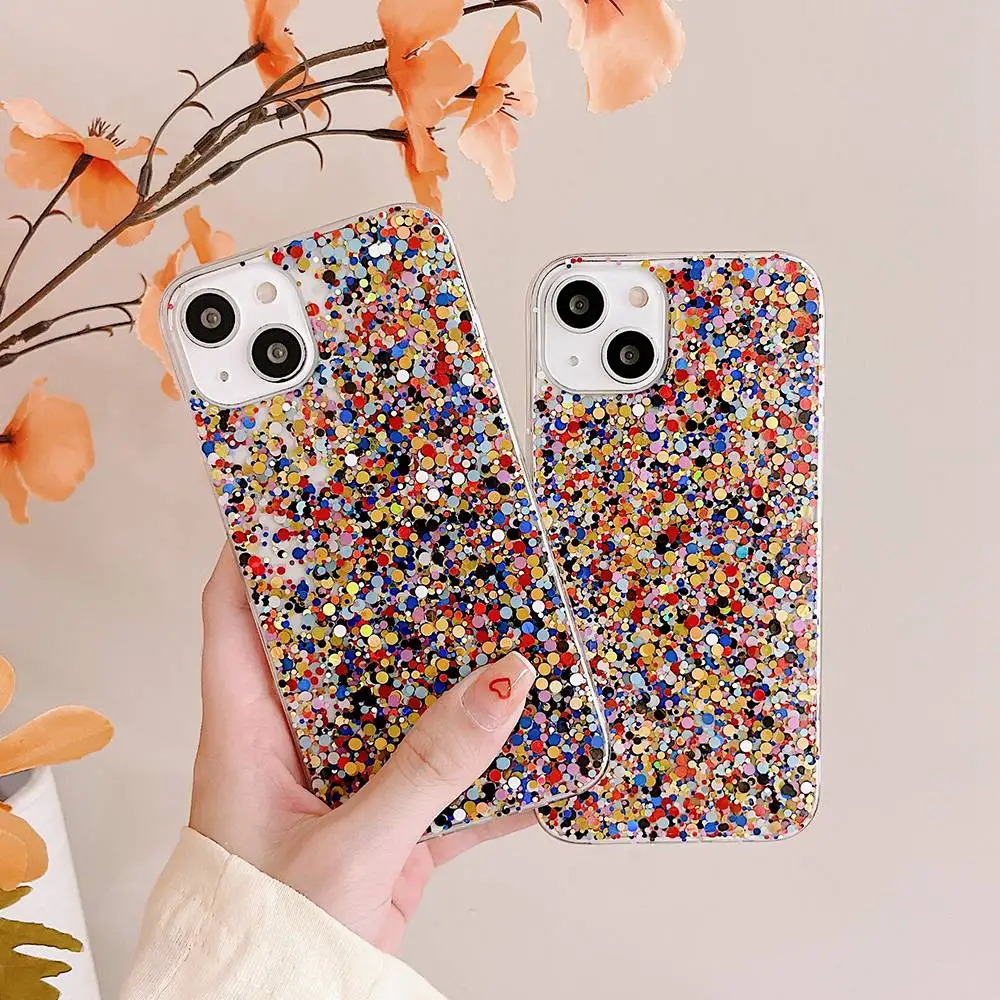 Chic Round Glitter Sparkle Phone Case For iPhone 14 13 11 12 Pro Max