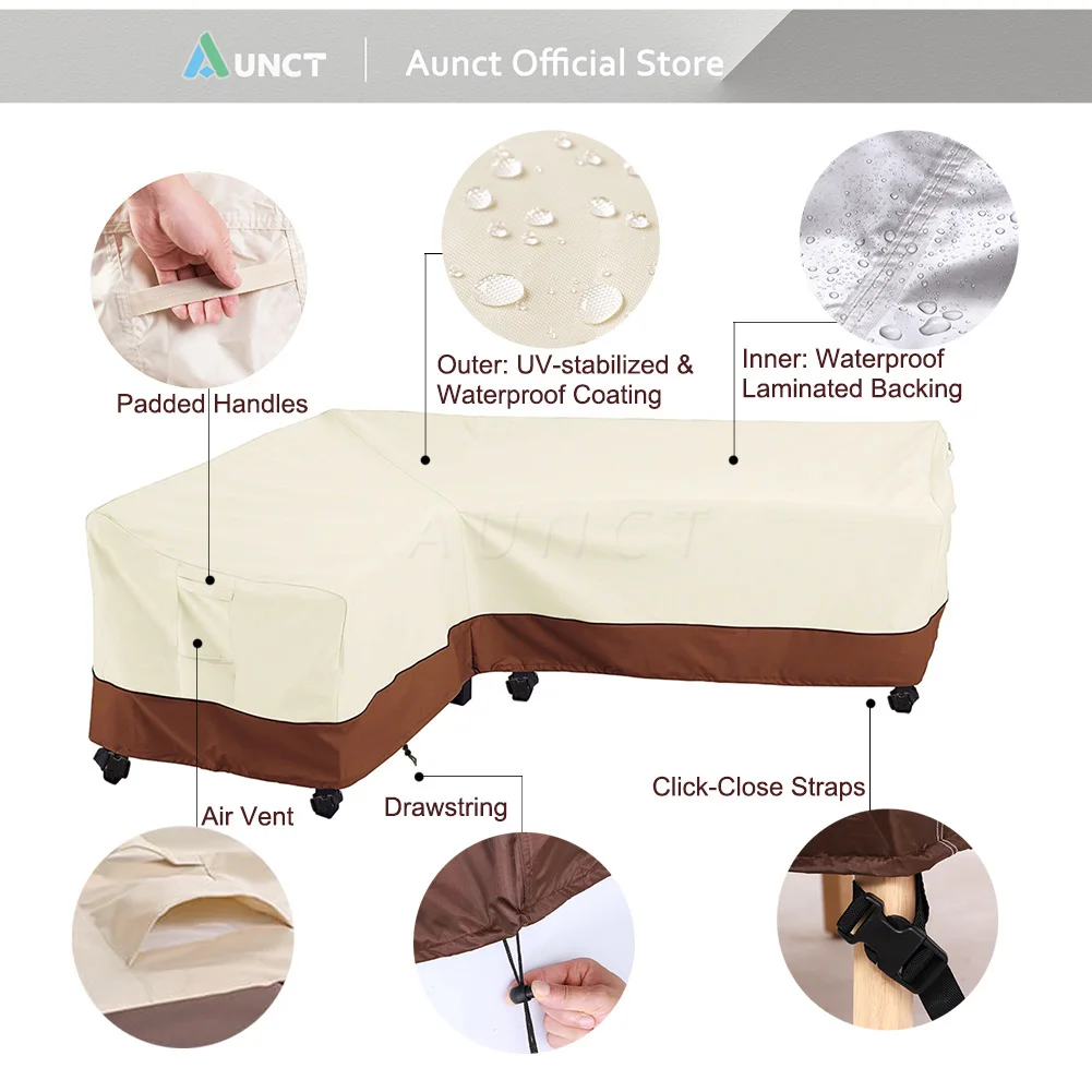 L Shape Corner Outdoor Sofa Cover Waterproof Rattan Corner Furniture Cover V Shape Sofa Table Chair Protective Dust Covers 2