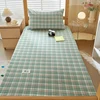 Class A Pure Cotton Yarn-dyed Single Bedding Bunk Bed Mattress Covers in Student Dormitories Printed Checked Bed Cover 2