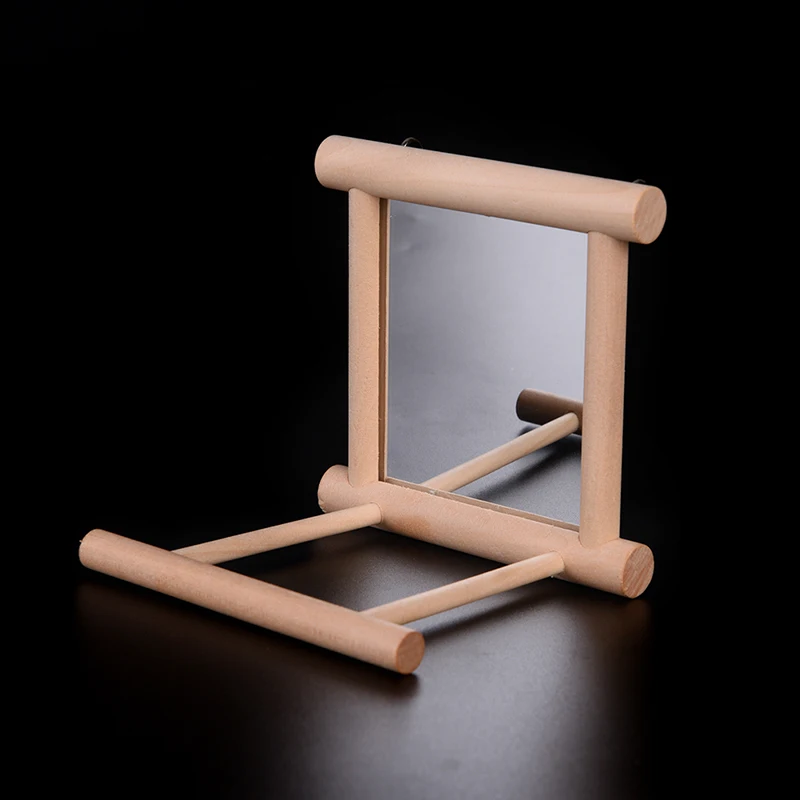 Bird Mirror Wooden Interactive Play Toy With Perch For Small Parrot Budgies Parakeet Cockatiel Conure Lovebird Cage Accessories bird toy