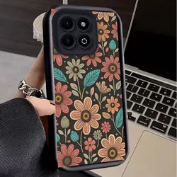 Retro Flower Print Flexible Silicone Shockproof Protective Case - Honor 400 Smart 4G (HFTYJTHUA002)