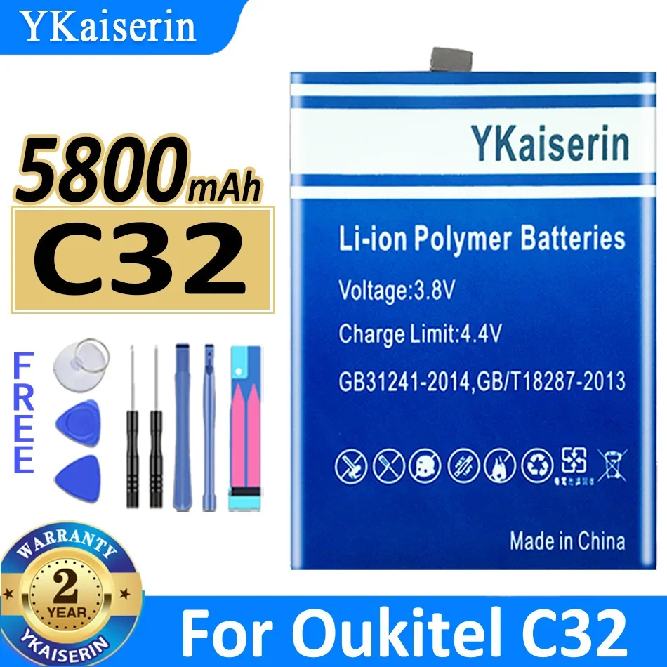 

Аккумулятор ykaisсеребрин 5800 мач S6509 для Oukitel C32 Bateria