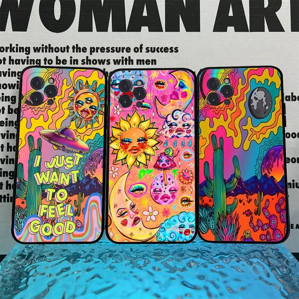 

Colourful Psychedelic Trippy Art Phone Case For IPhone 15 14 11 12 13 Mini Pro XS Max Cover 6 7 8 Plus X XR SE 2020 Funda