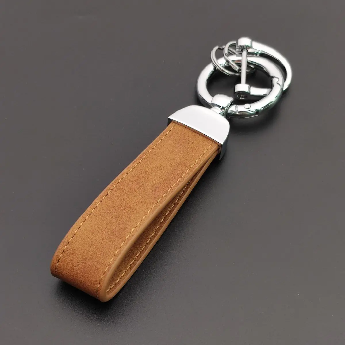 Personalized Crazy Horse Leather Car Ornament Keychain Pendant Charm Gift