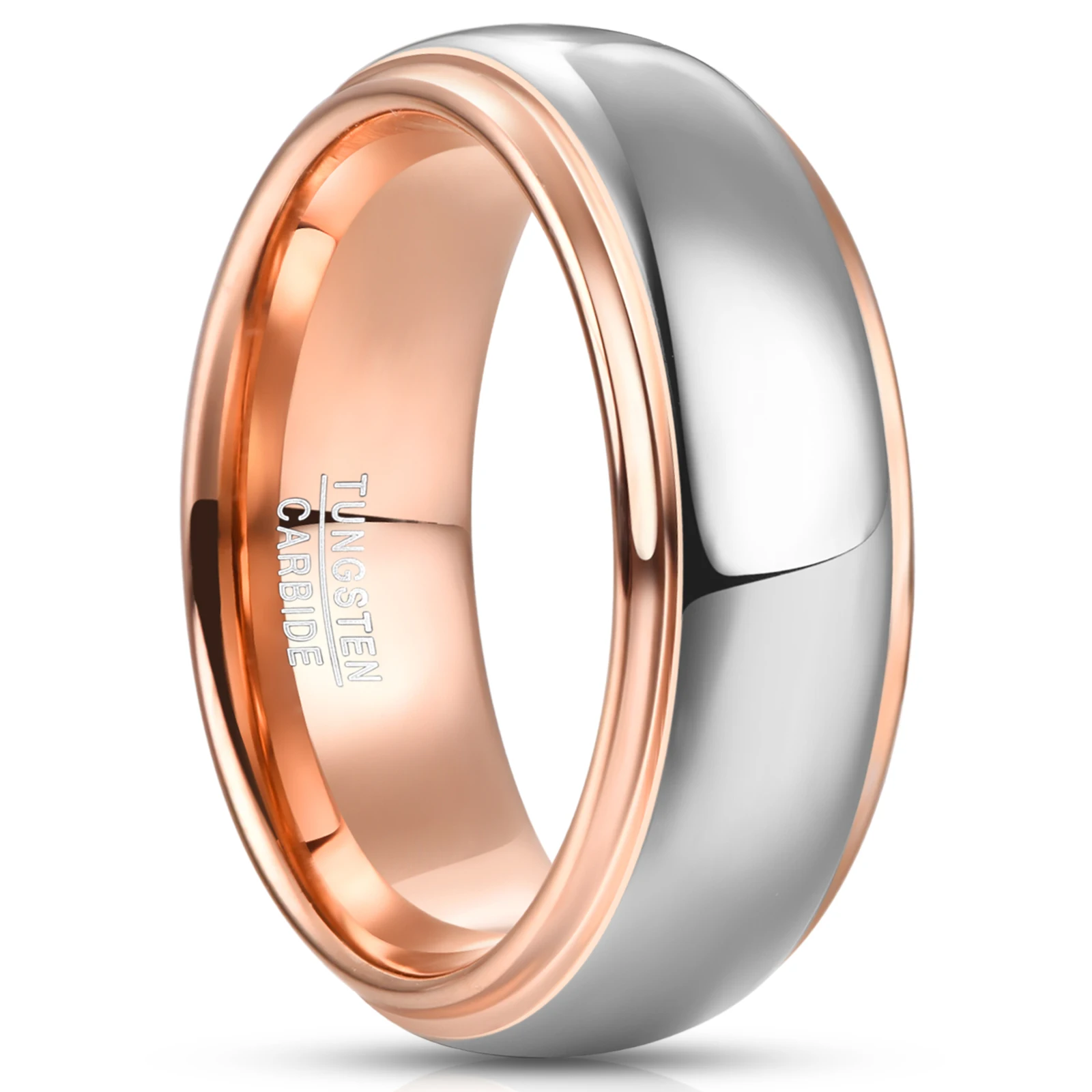 King Will Duo Fede Unisex In Carburo Di Tungsteno: 8 Mm Placcato Oro/Rosa/Nero, Taglia 54,43 Mm