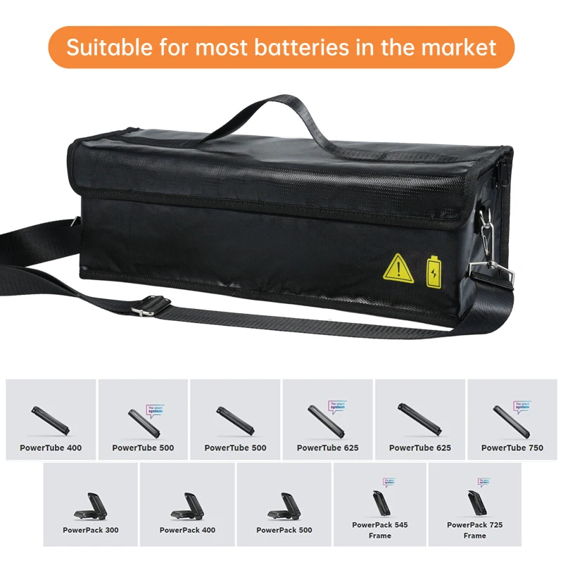 Sac de protection pour batterie drone, testé à 1250°C, avec batterie insérée et fermeture sécurisée.